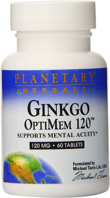 Planetary Herbals Ginkgo Optimem 120 Tablets, 60 Count
