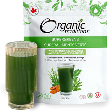 Organic Traditions Super Greens with Turmeric - 3.5oz - Greens Powder 3.17 Ounces