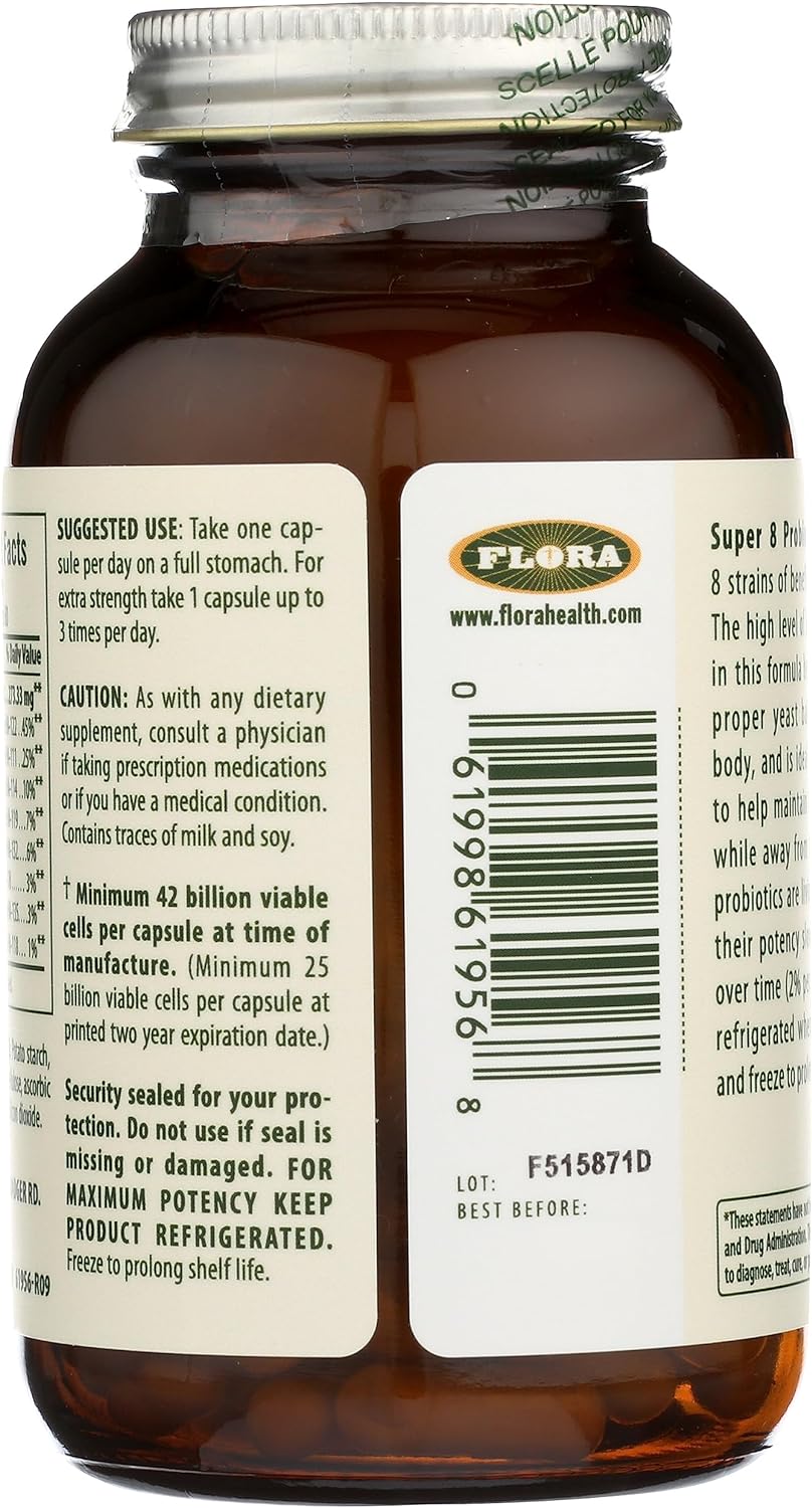 Flora - Super 8 Hi Potency Probiotics 60 Count - Healthy Yeast Balance