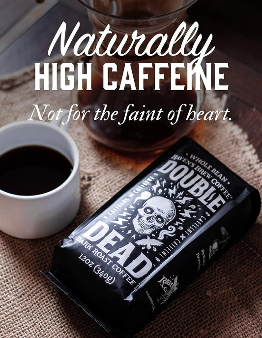 Raven's Brew Coffee High Caffeine Coffee Dark Roast Whole Bean – Double Dead 2-pack