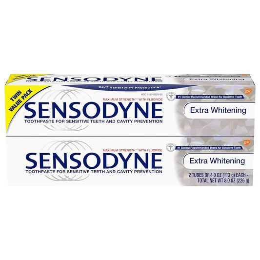 Sensodyne Toothpaste for Sensitive Teeth & Cavity Protection, Extra Whitening 4  (Pack of 2) (08416)