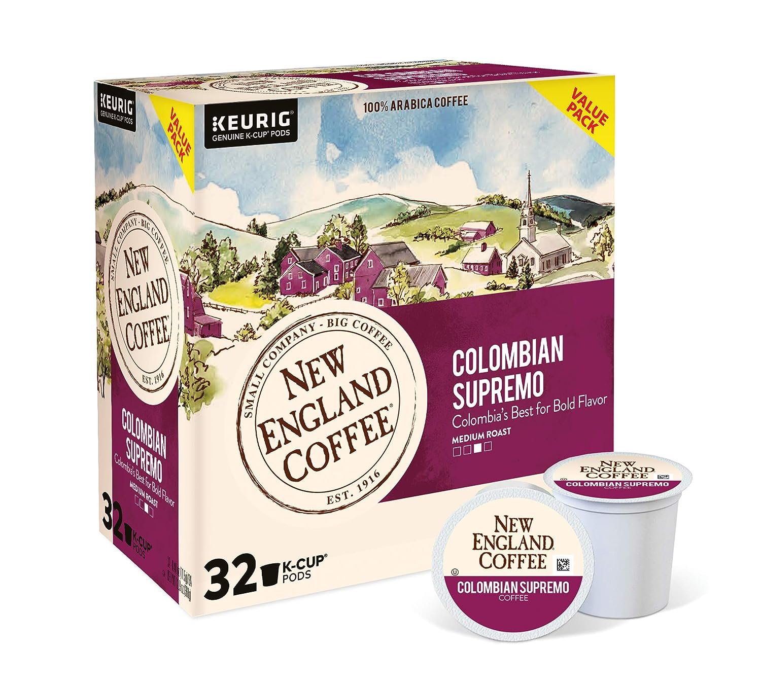New England Coffee Colombian Supremo Medium Roast K-Cup Pods 32 ct. Box