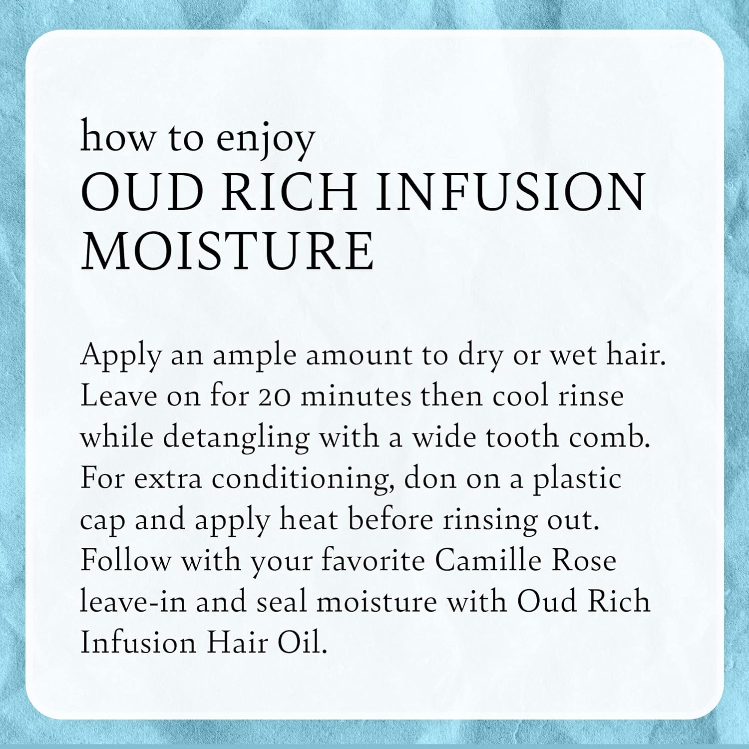 Camille Rose Oud Rich Infusion Moisture Treatment, for Dry L