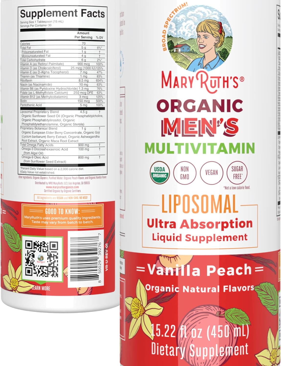 Maryruth Organics Vitamin For Men, Sugar Free, Multivitamin Liquid, Im