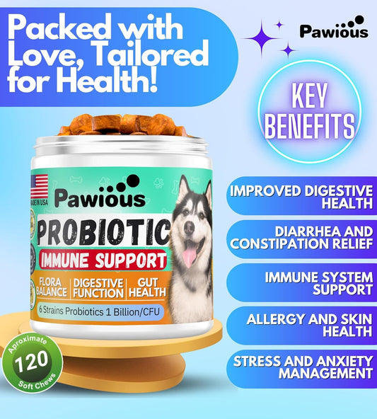 Probiotics for Dogs - Digestive Enzymes Gut Flora, Digestive Health, Immune System - Diarrhea Support, Itchy Skin, Aller