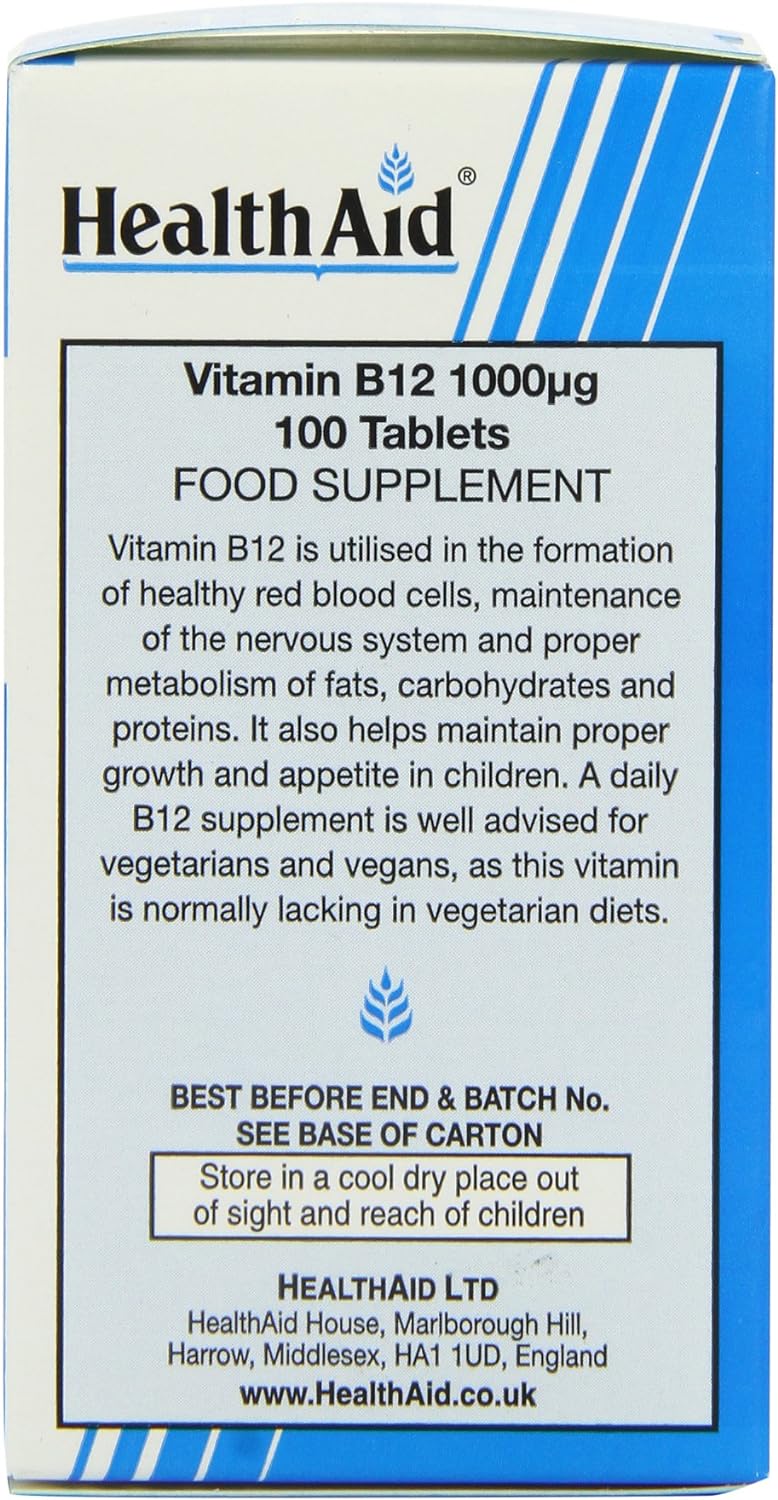 HealthAid Vitamin B12 (Cyanocobalamin) 1000ug - Prolong Release - 100 