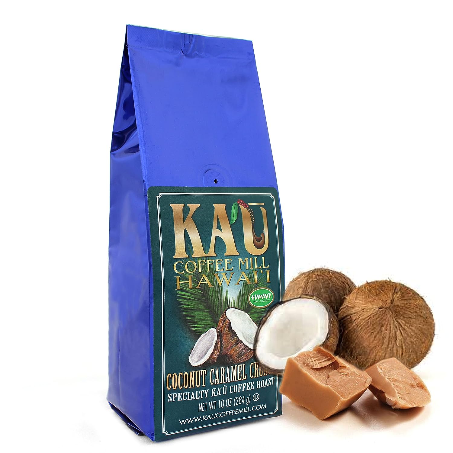 Coconut Caramel Crunch Ground Ka'u Flavored Coffee, Medium Roast, 100% Hawaiian Award Winning Coffee by Ka`u Coffee Mill