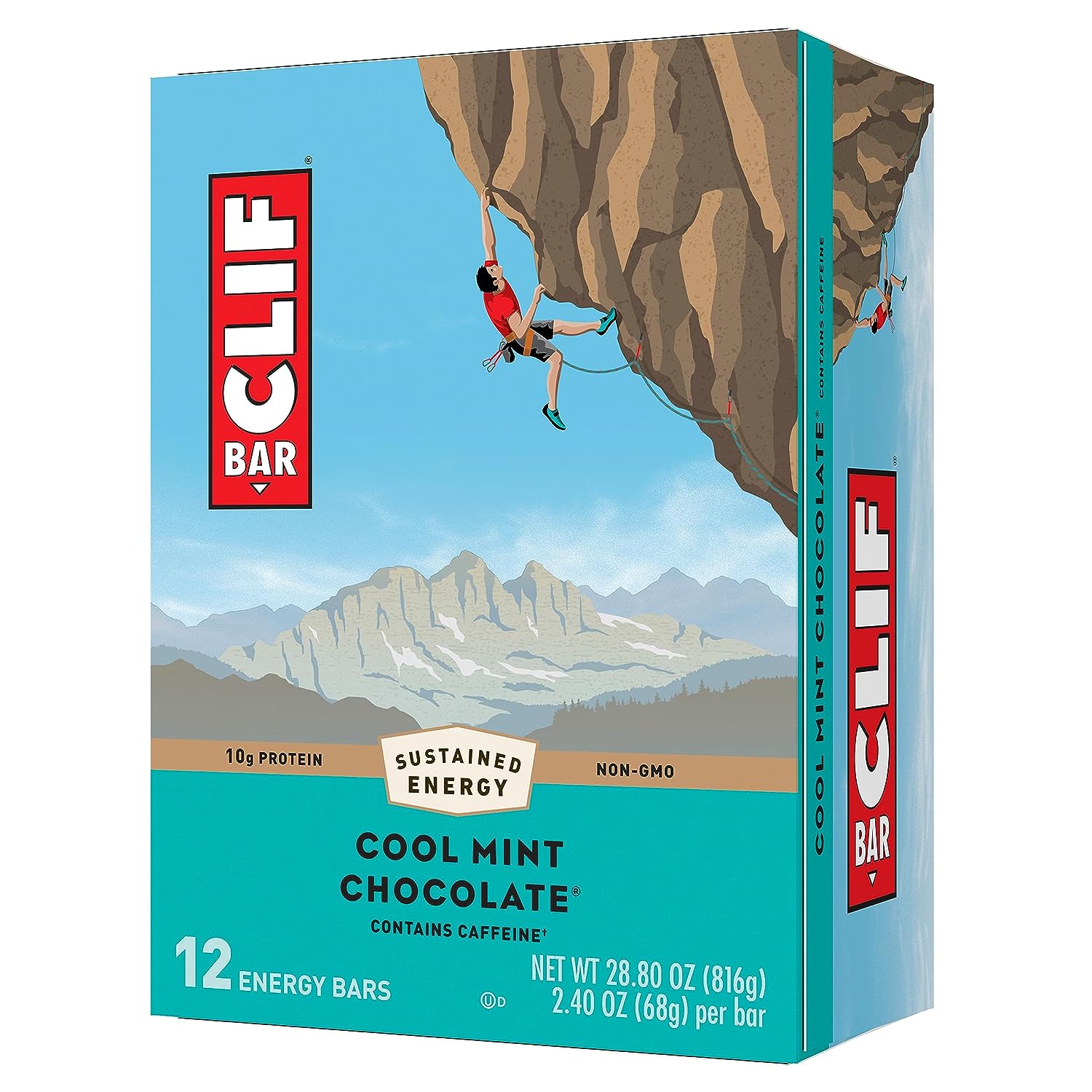 Clif Bar - Cool Mint Chocolate With Caffeine - Made With Organic Oats 1.8 Pounds