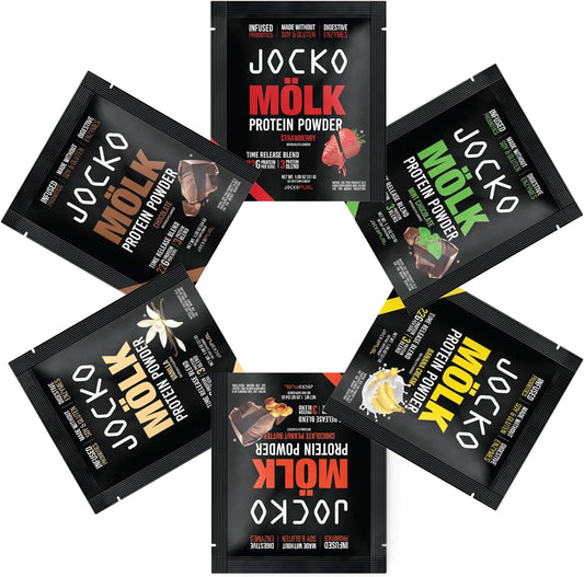 Jocko Fuel Whey Protein Powder Sampler Variety Pack, 6-1.2 oz Single Serve Packets (7.2 oz)