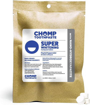 Chomp Super Whitening Toothpaste Tablets with Nano Hydroxyapatite Refill