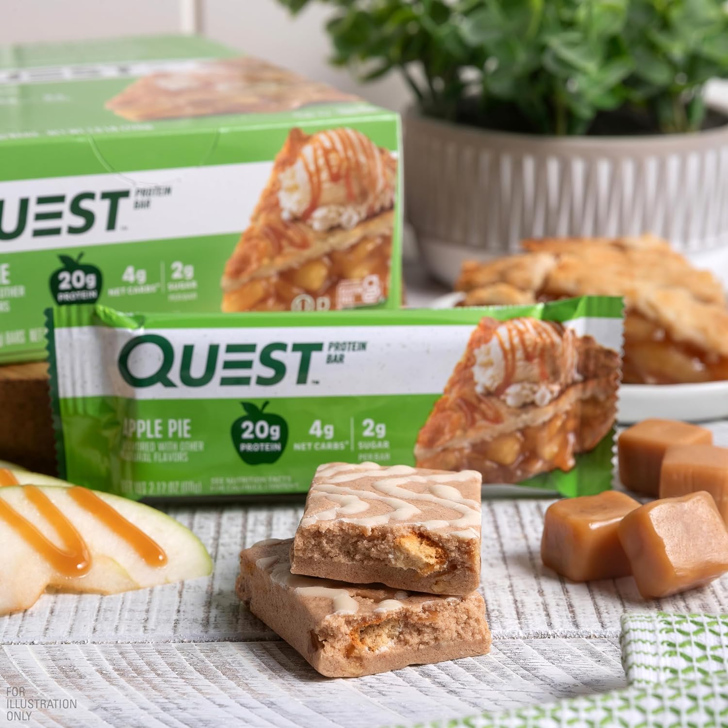 Quest Nutrition Apple Pie Protein Bar, 20g Protein, 4g Net Carbs, 2g S