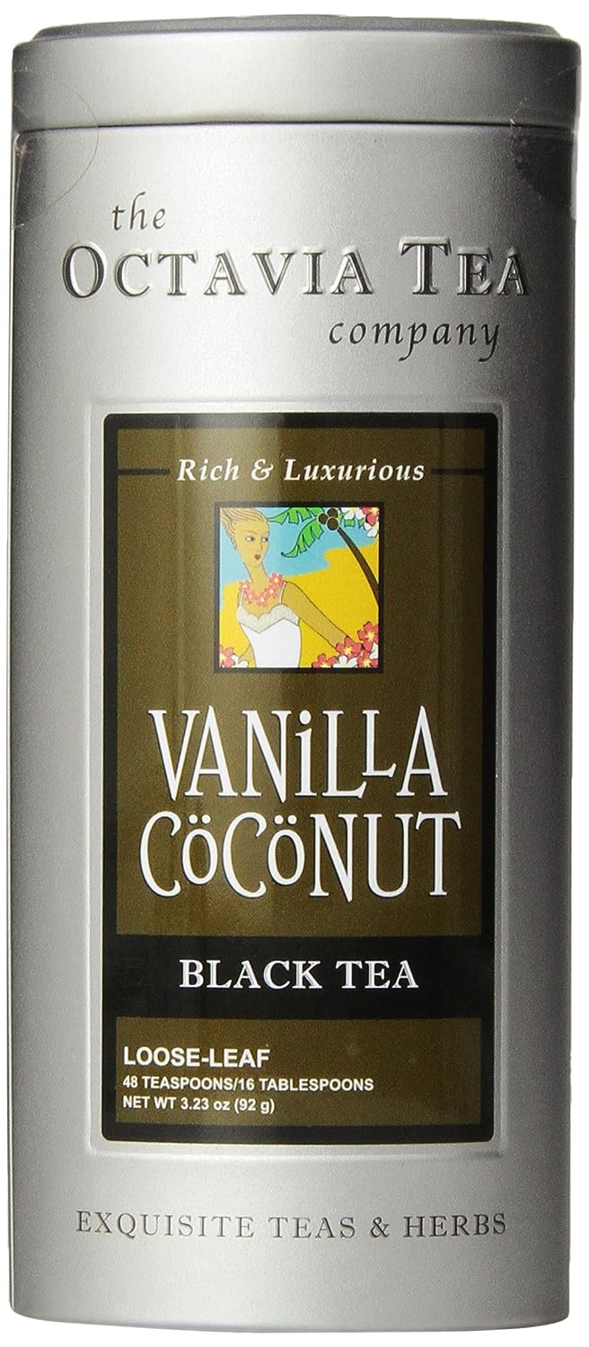 Octavia Tea Vanilla Coconut (Black & Red Tea) Loose Tea, Tins (Pack of 2)