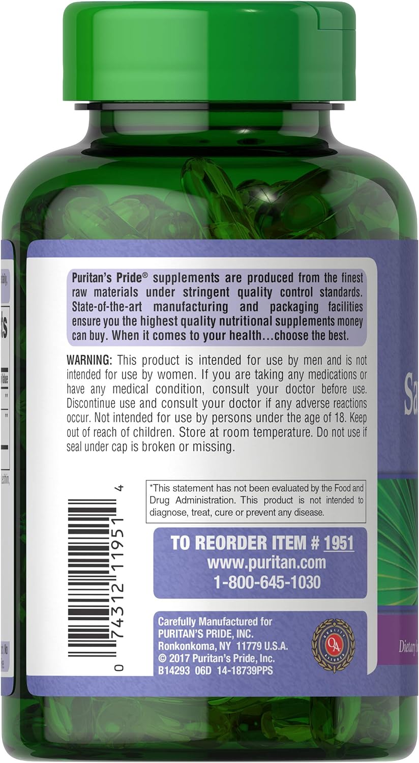 Puritan's Pride Saw Palmetto Extract, Supports Urinary Function and Pr