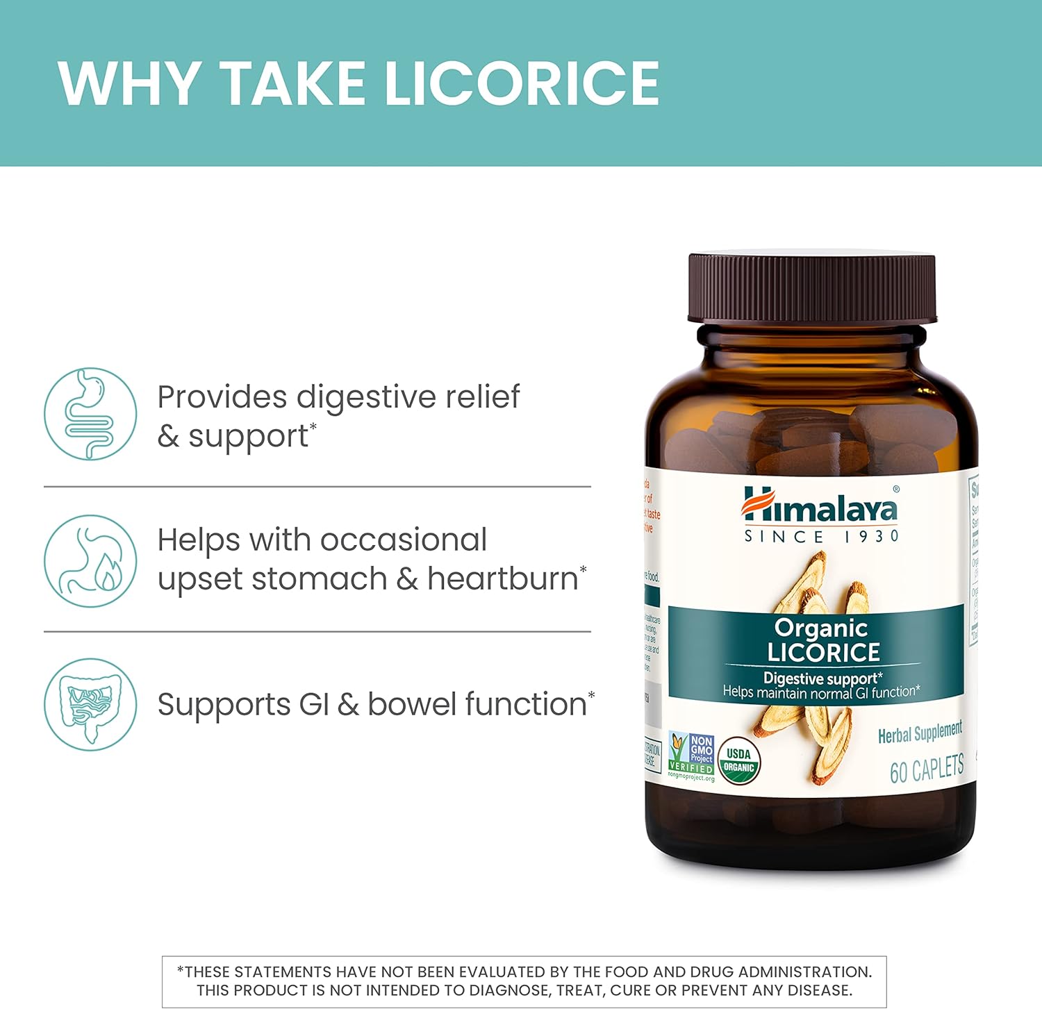 Himalaya Organic Licorice Root Herbal Supplement, Non-DGL, Occasional 