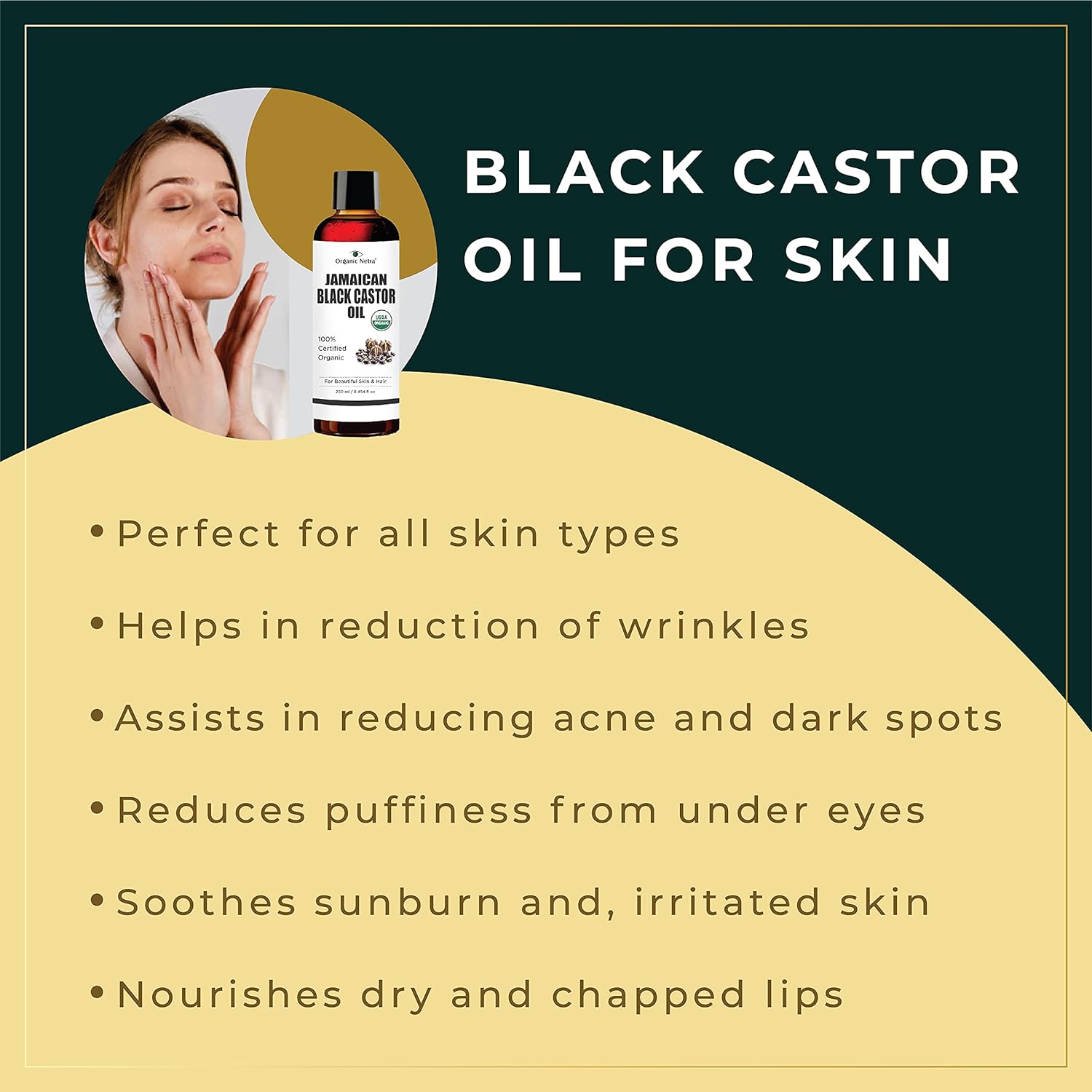  Organic Netra Cold Pressed Jamaican Black Castor Oil for Ha