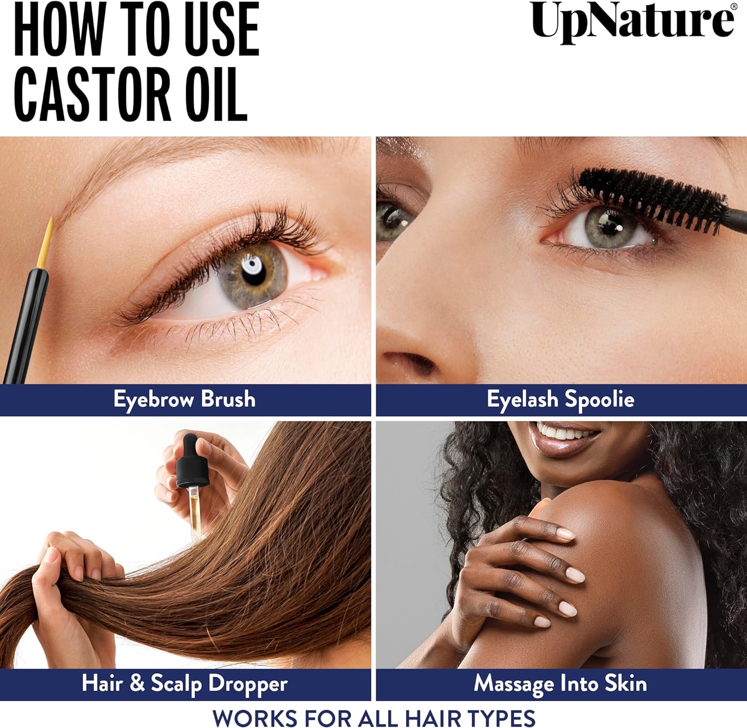  UpNature Castor Oil 4oz- 100% Pure Oil for Hair, Eyelashes 