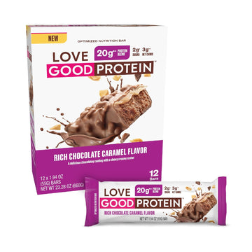 Love Good Fats High Protein Bars - Rich Chocolate Caramel Protein Bar 1.68 Pounds