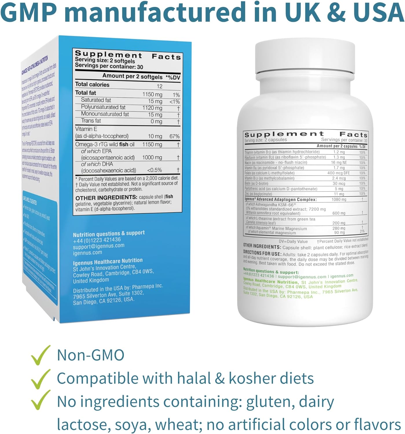 Pharmepa Restore + Ashwagandha+ L-Theanine & Magnesium Bundle, 1000mg 