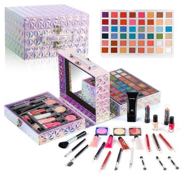 Hot Sugar Makeup Kit for Preteen Girls 10-12, Birthday Christmas Makeup Gift Set for Teens 16-18, All in One Beginner Makeup Kit for Women Full Kit Includes Real Cosmetics and Makeup Tools (SILVER)