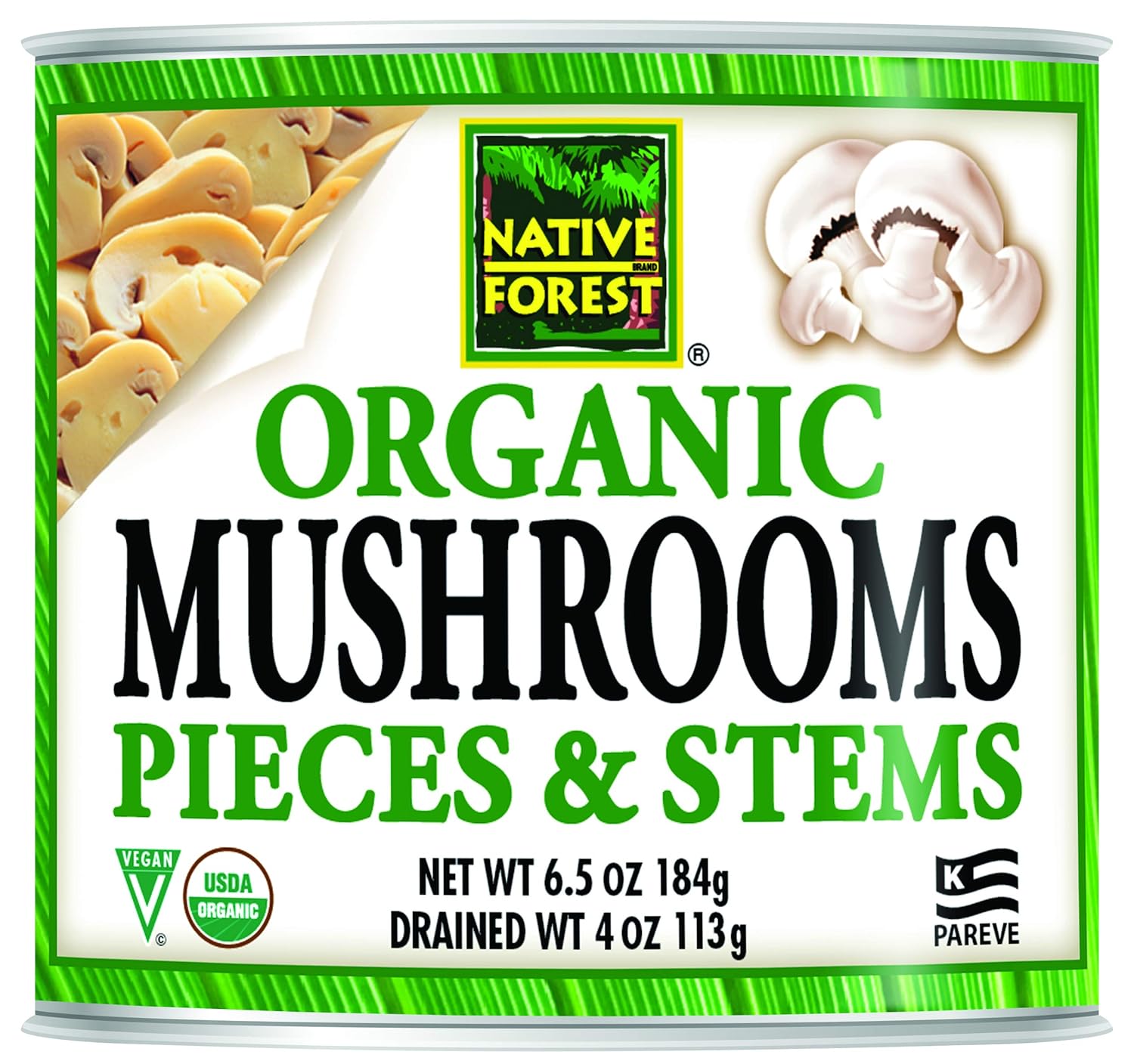 Native Forest Organic Mushrooms Pieces & Stems  Canned Mushrooms, Low6.44 Pounds