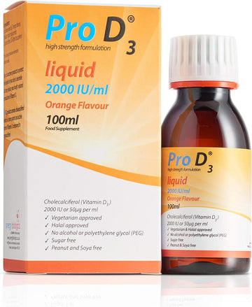 Pro D3 Liquid 100ml (Vitamin D3-2000 IU / 50mcg) [Alcohol Free] Vegeta140 Grams