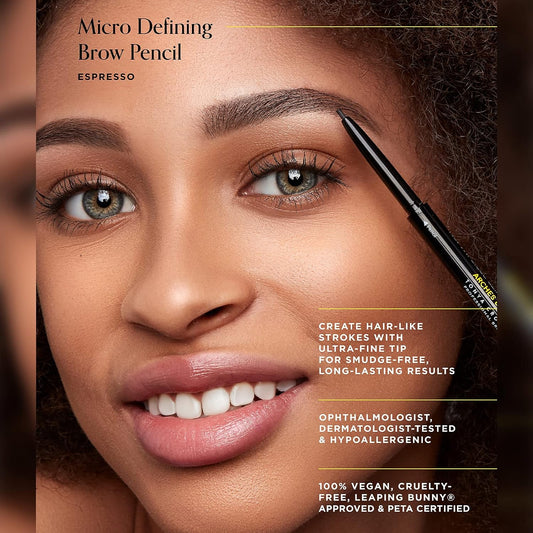 Arches & Halos Micro Defining Brow Pencil - For a Fuller and More Defined Brow, Long-Lasting, Smudge Proof, Rich Color - Dual Ended Pencil with Brush - Vegan and Cruelty Free Makeup - Espresso, 0.003