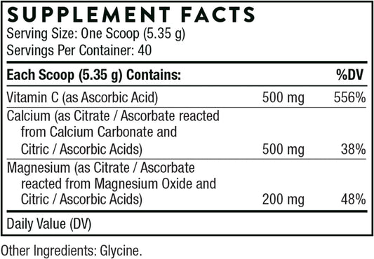 Thorne Cal Mag Citrate + Vitamin C - Effervescent Powder - Calcium and