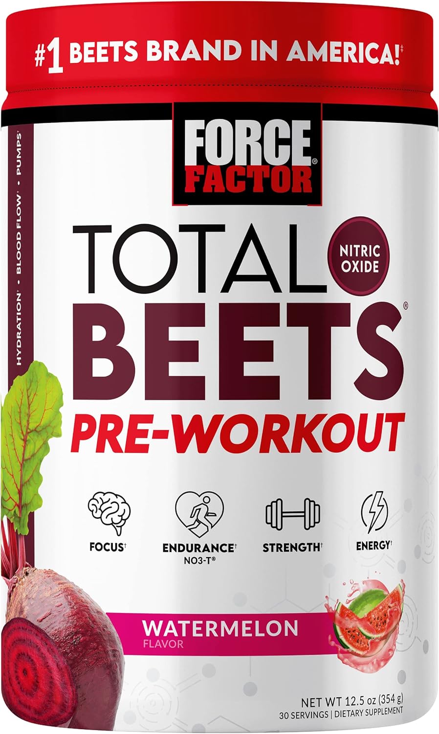 Force Factor Total Beets Pre-Workout Powder To Boost Energy & Endurance, Increase Strength, And Improve Blood Flow And P