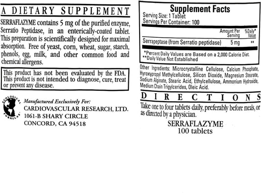 Serraflazyme (Serratia Peptidase 5mg) 100 Tablets - Pack of 4
