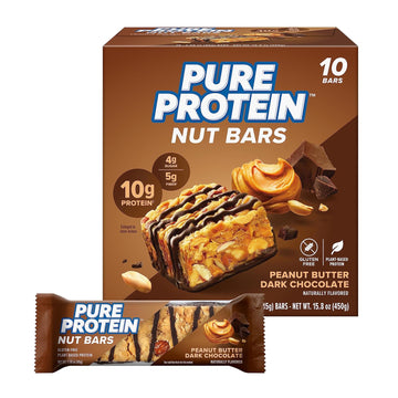 Pure Protein Nut Bars, Peanut Butter Dark Chocolate, 10g Protein, Glut1.08 Pounds