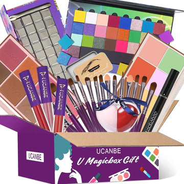 Makeup Gift Sets For Women Make Up Box Include - Eyeshadow Makeup Palette + Eyeliner Pen + Makeup Sponge + Makeup Brushes + Face Blush + Concealer Palette + Eyebrow Cream All In One Makeup Set