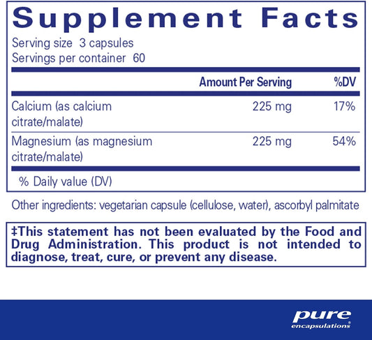 Pure Encapsulations Calcium Magnesium (Citrate/Malate) | Supplement to Support Bone and Cardiovascular Health* | 180 Capsules