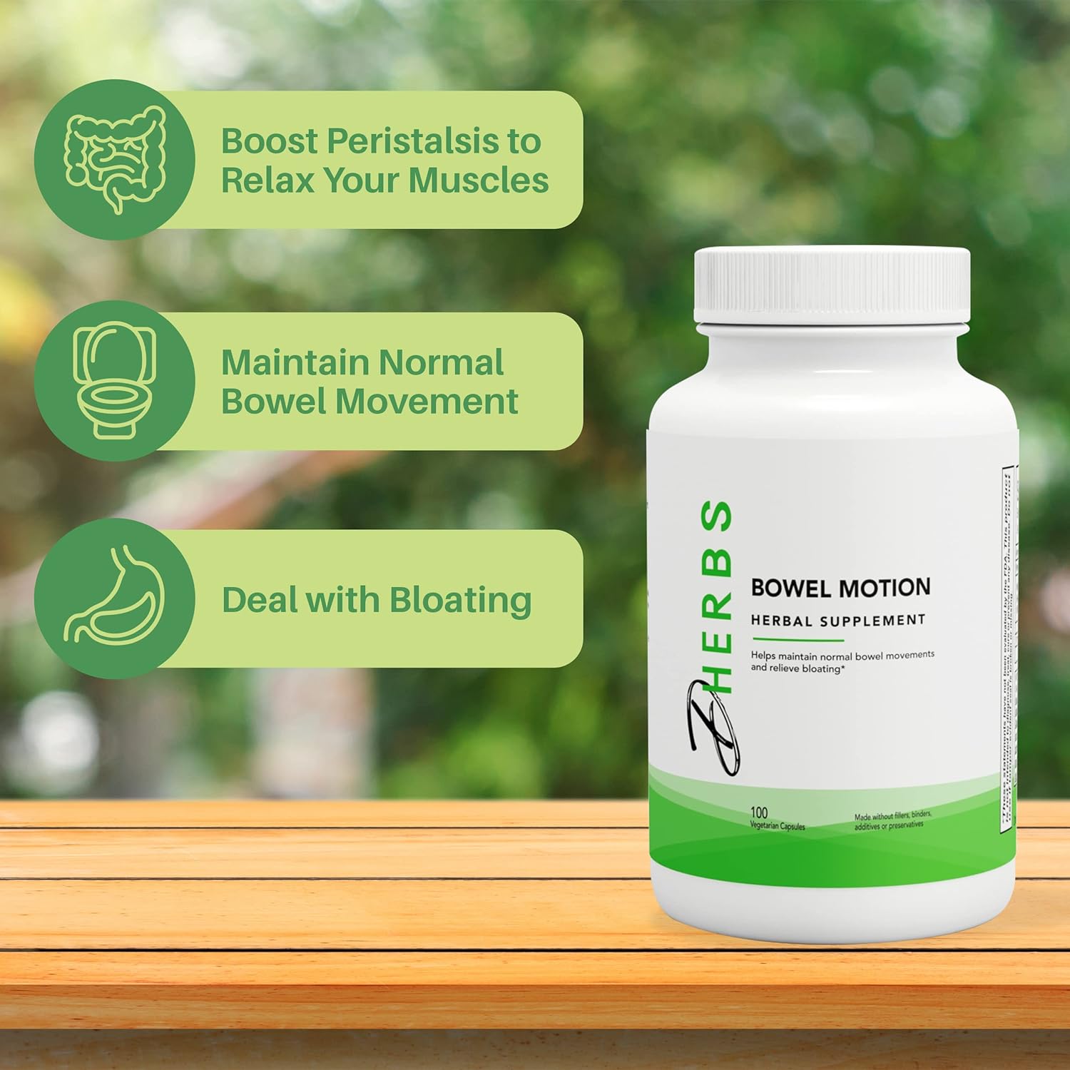  Dherbs Bowel Motion Supplement, Digestive Gut/Colon Cleanse