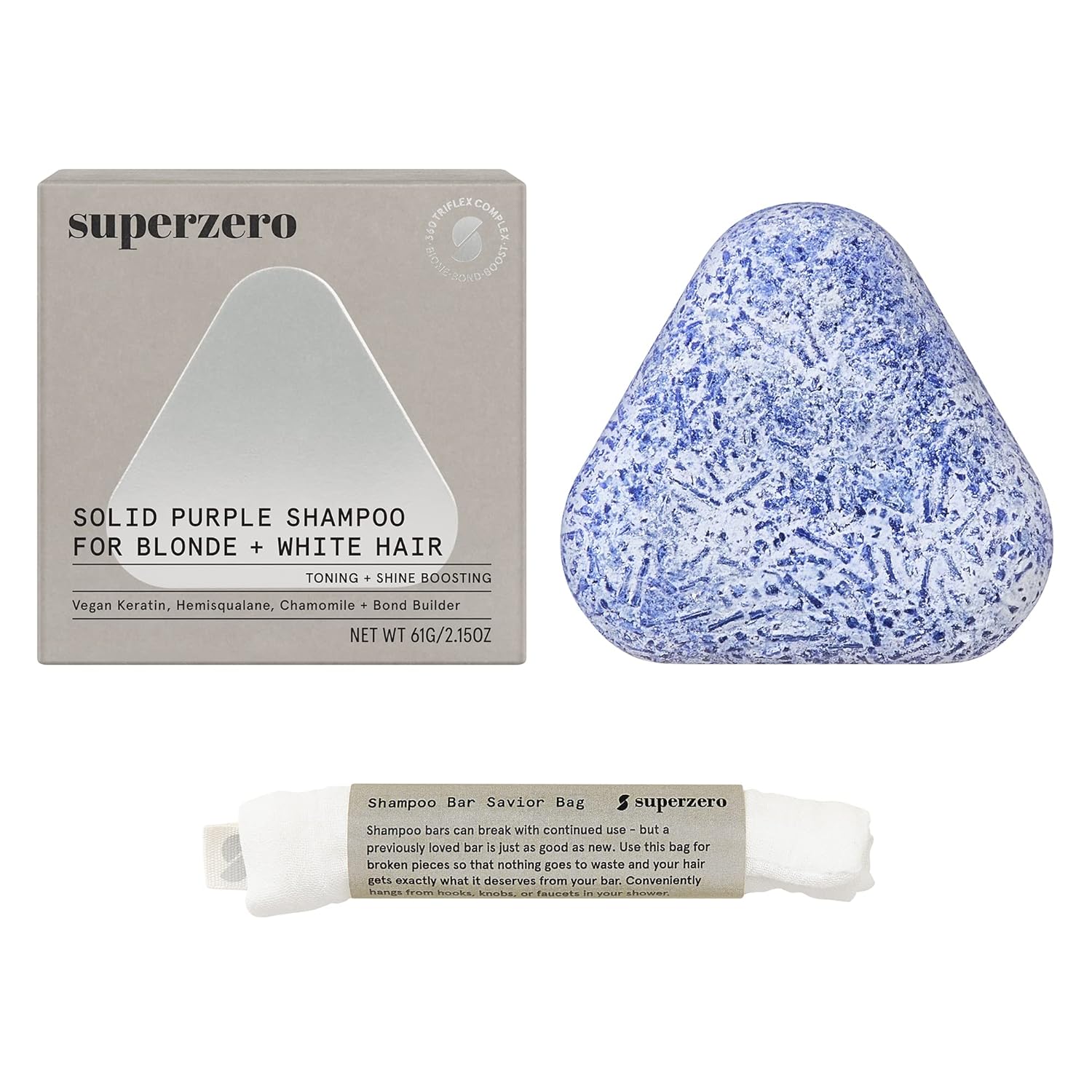 superzero Purple Shampoo Bar for Blonde, Highlighted & White Hair 2.35  / 67 mL