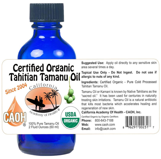 Tamanu Oil 2  Bottle: Pure Cold Pressed Certified Organic Tahitian Tamanu from CAOH® Since 1999