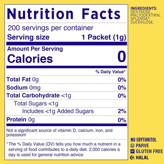 Splenda No Calorie Sweetener, granules, 200 Count Packets