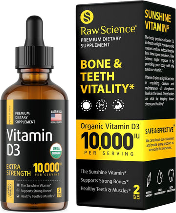 Vitamin D3 Supplement 10000 iu | Vitamin D Liquid Drops for Faster Absorption | Helps Support Strong Bones and Healthy H