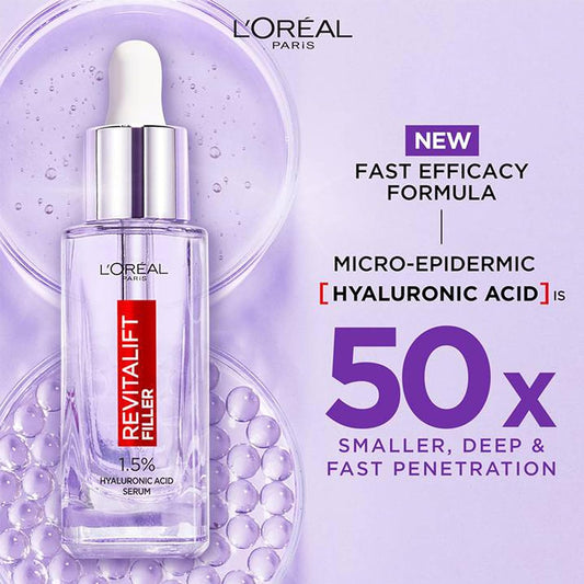 L Oreal Paris Serum Revitalift Filler [+Hyaluronic Acid], 1.5% Pure Concentrated Hyaluronic Acid Dropper Serum