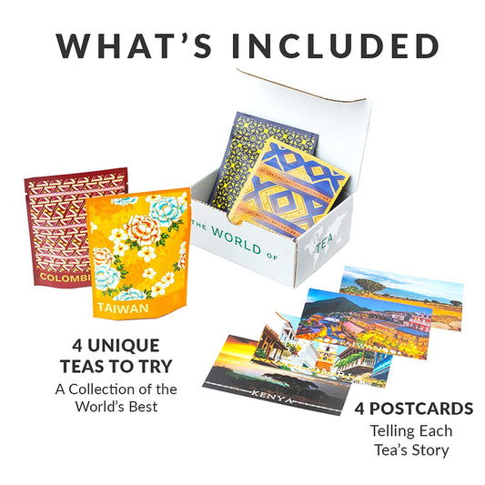 Atlas Tea Club World of Tea Gift Set | Premium Loose Leaf Variety Tea Sampler | 4-Pack Variety Box of the World’s Best Teas | Tea Lover Gift Set for Him or Her