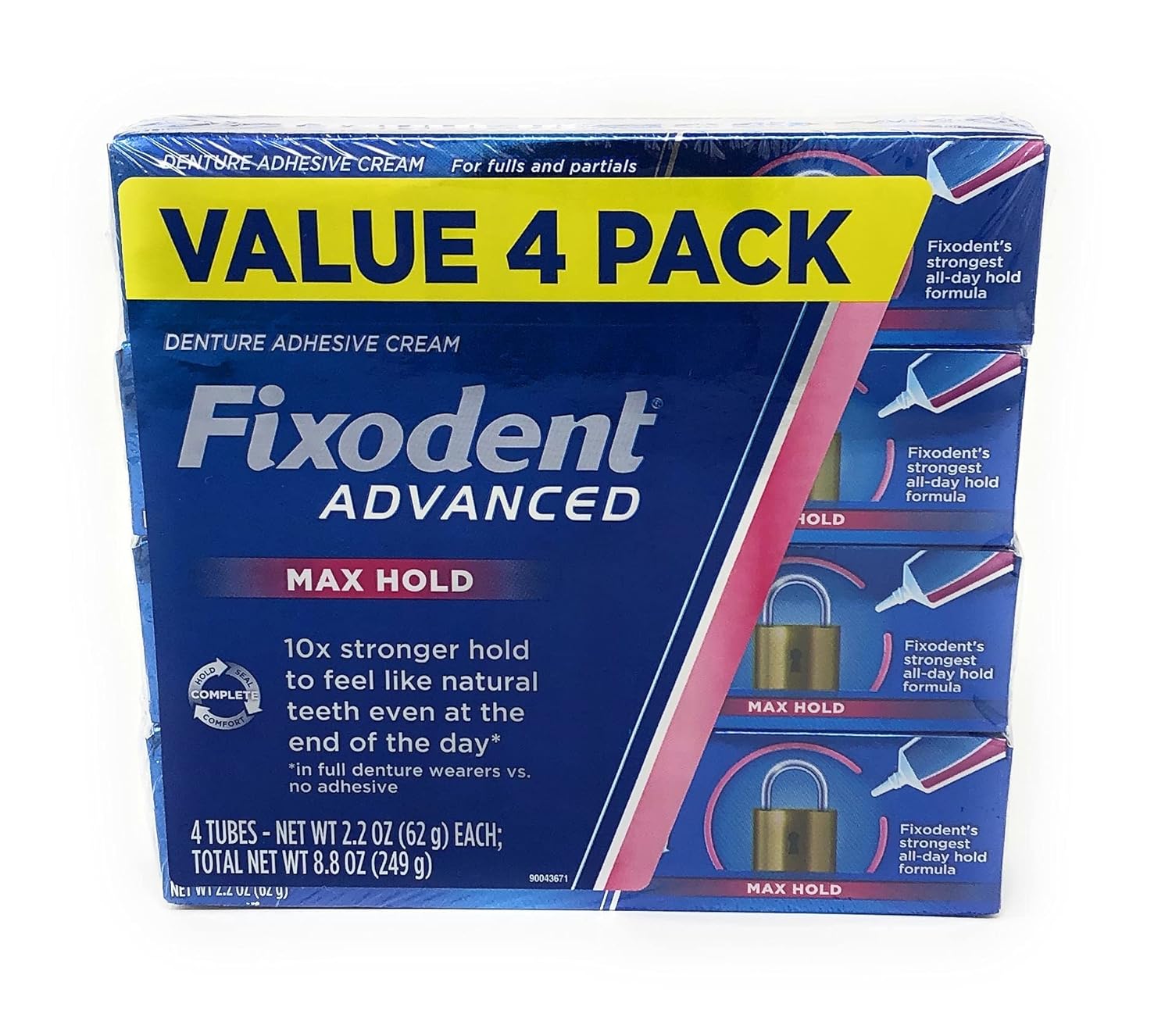 Fixodent Advanced Max Hold Denture Adhesive, 2.2  (Pack of 4)