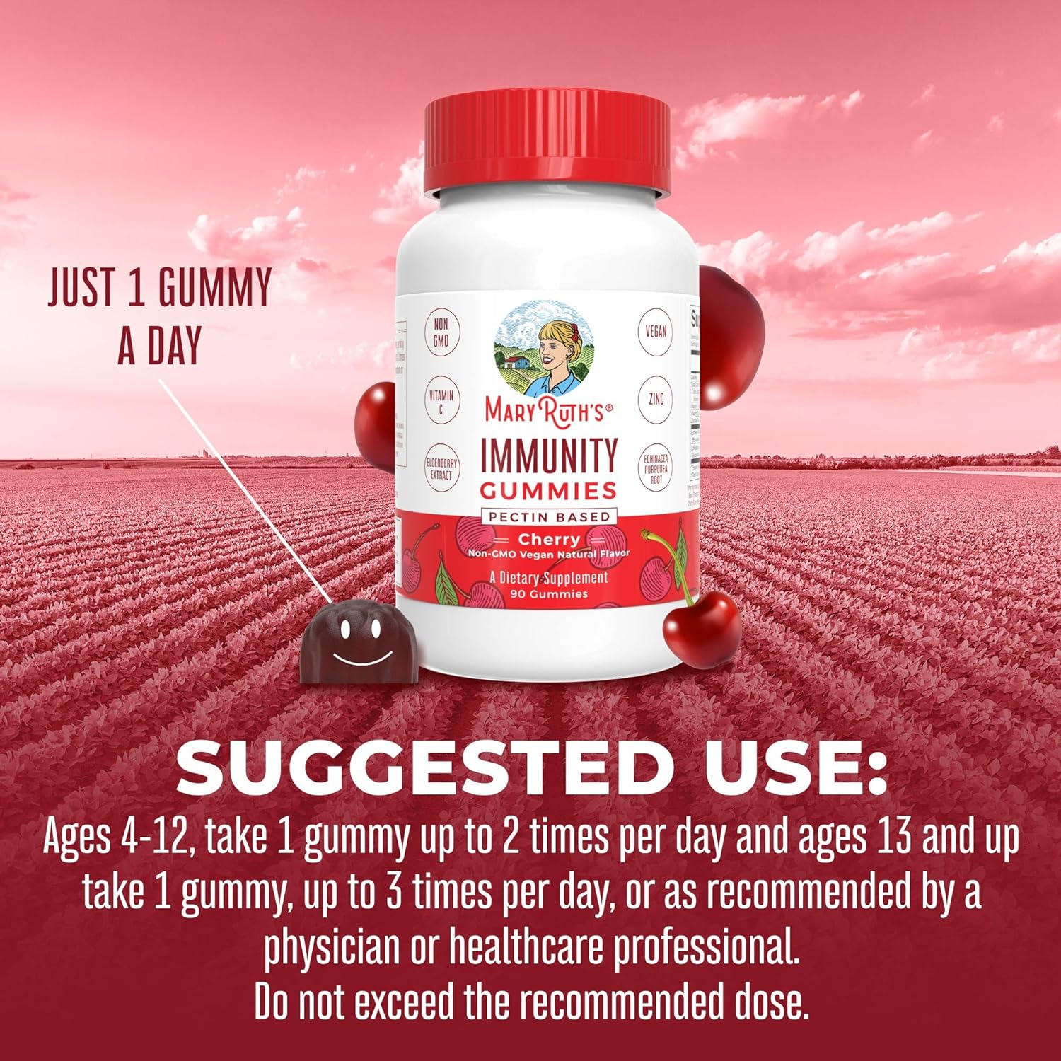 Mary Ruth's 5-1 Immunity Gummies with Elderberry for Kids & Adults | C