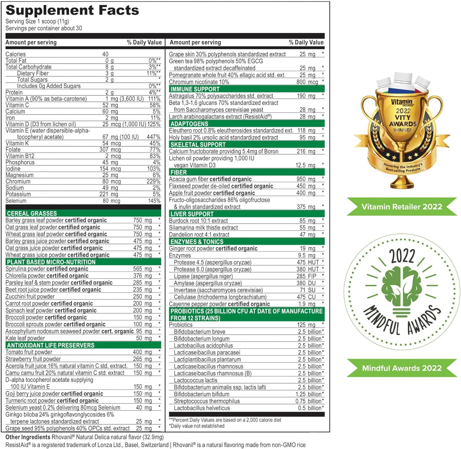Vibrant Health, Green Vibrance, Includes 65 Plant-Based Superfoods, 25