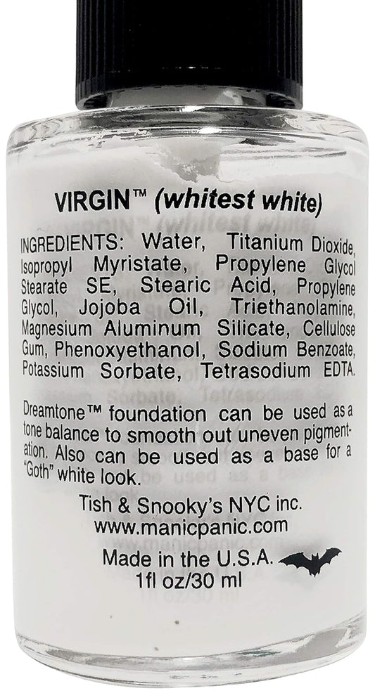 MANIC PANIC Dreamtone awless White Liquid Foundation - Full Coverage White Foundation And Color Corrector with Demi Matte Finish - Cosplay, Halloween Makeup, & Everyday Use (0.96)