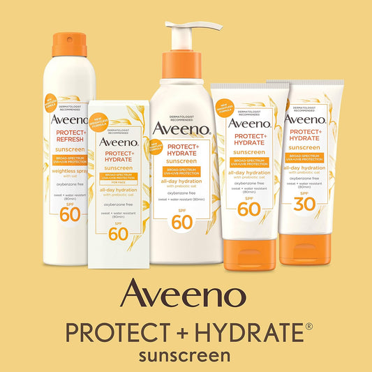 Aveeno Protect + Hydrate Moisturizing Face Sunscreen Lotion With Broad Spectrum Spf 60 & Prebiotic Oat, Weightless & Refreshing Feel, Paraben-free, Oil-free, Oxybenzone-free, 2.0 s