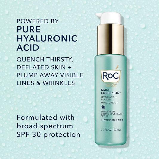 RoC Multi Correxion 1.5% Pure Hyaluronic Acid Anti Aging Daily Face Moisturizer with Broad Spectrum Sunscreen SPF 30 (1.7 ) + RoC Retinol Wrinkle Smoothing Capsules (7 CT), Skin Care for Women & Men