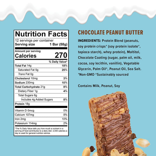 JiMMY! Protein Bar, Chocolate Peanut Butter, 12 Count - Energy Bar wit0.63 Ounces