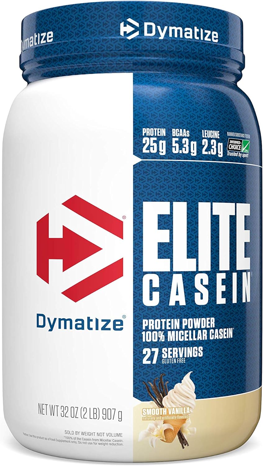 Dymatize Elite 100% Micellar Casein Protein Powder, Slow Absorbing wit