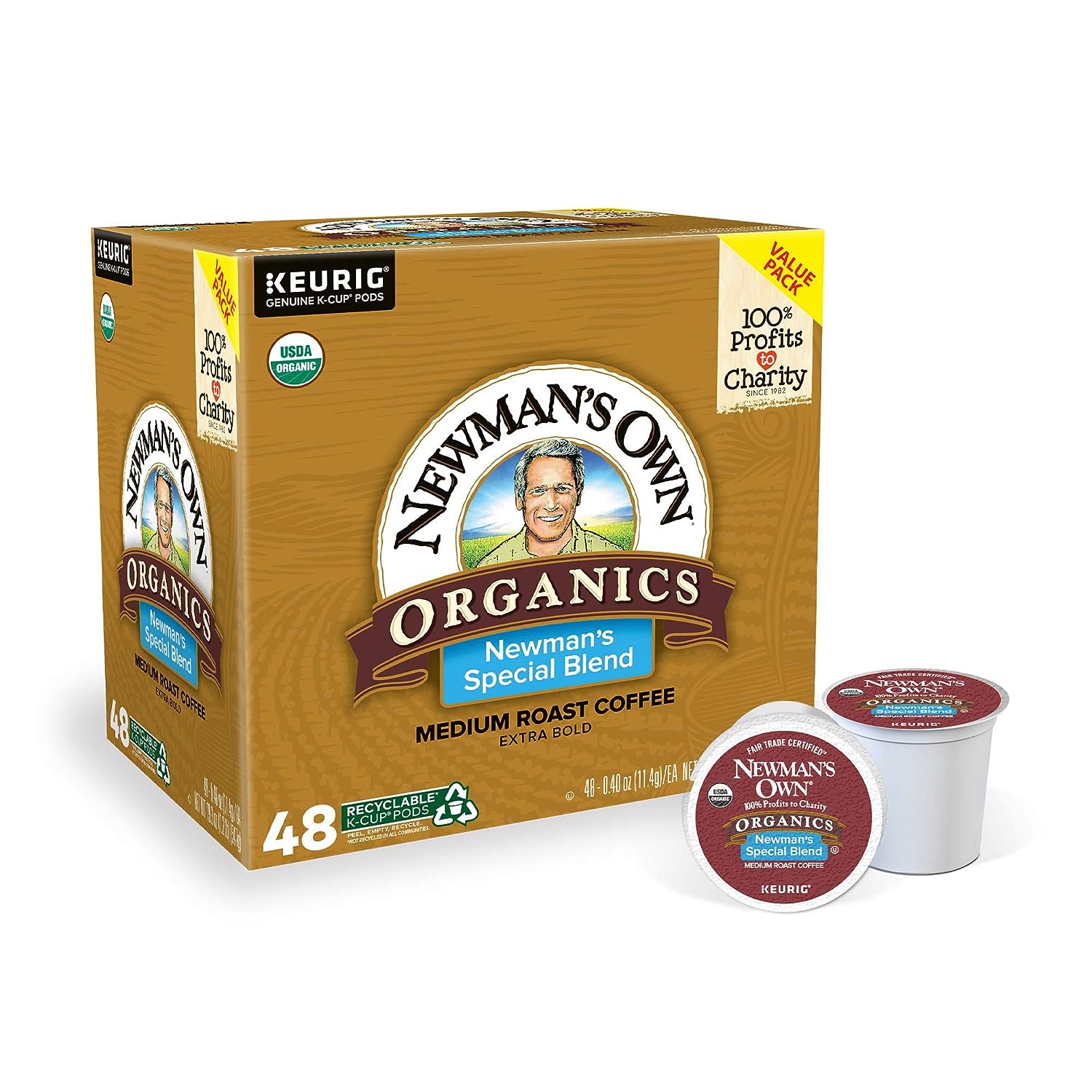 Newman's Own Organics Special Blend, Single-Serve Keurig K-Cup Pods, Medium Roast Coffee Pods, 48 Count