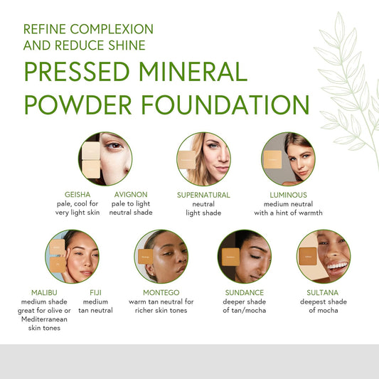 Honeybee Gardens Radiant Skin Pressed Mineral Powder Foundation Refill - Sultana (deepest shade of mocha), Net Wt. 7.5g/0.26  | Vegan, Gluten-Free, Cruelty-Free