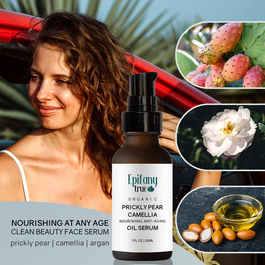 Epifany True Organic Moroccan Prickly Pear and Camellia Face Serum 30 | Anti-Aging | Vitamin E Rich | Intensely Moisturizing | Fights Hyper-pigmentation | Replenishes Dehydrated Skin